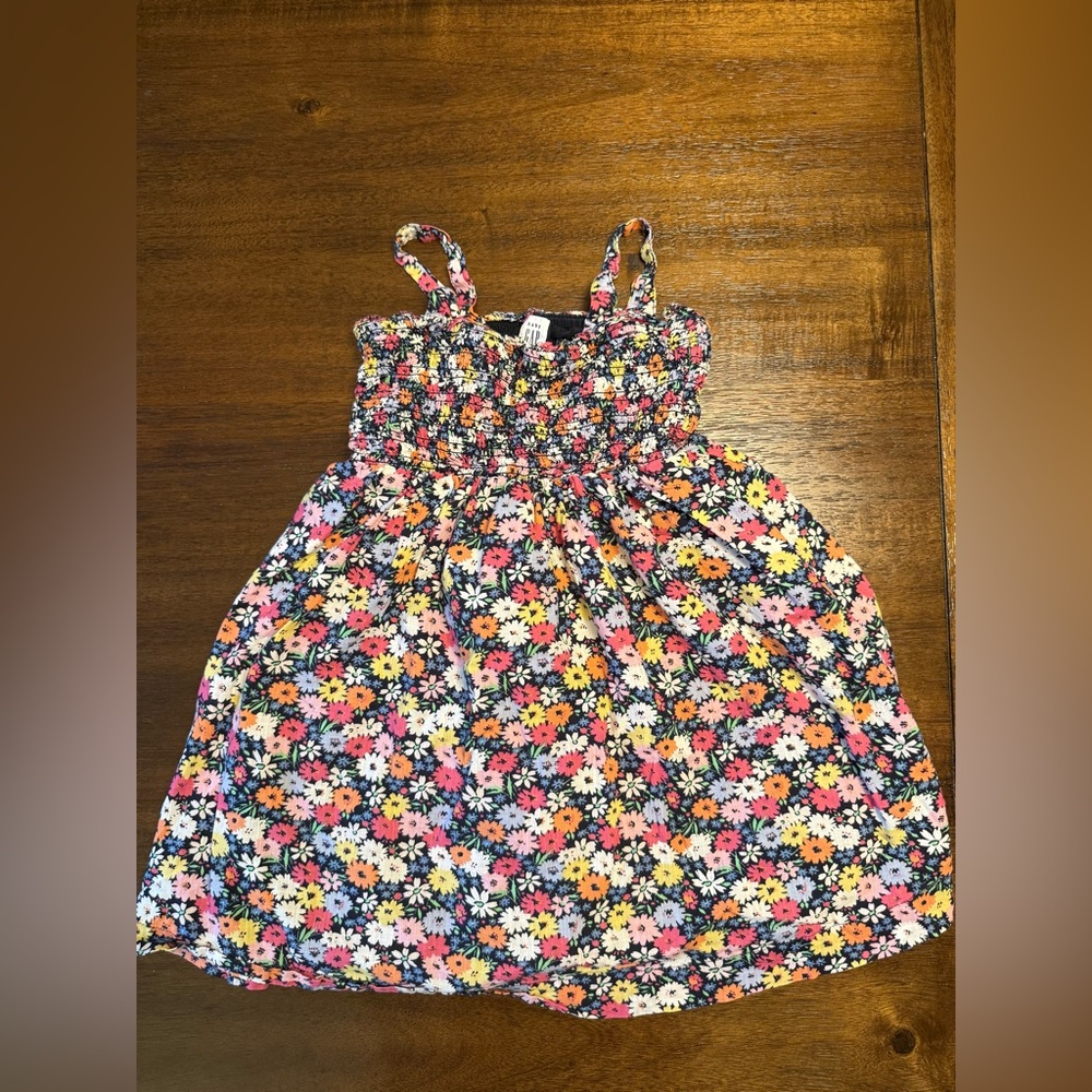 GAP Red and Pink Smocked Tie Front Sundress